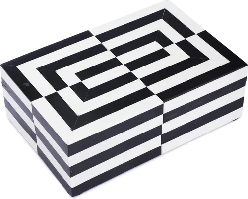 Miniatura 11 de Caja de almacenamiento de joyas con ilusión 3D en blanco y negro, organizador geométrico decorativo para aretes, collares y recuerdos, caja