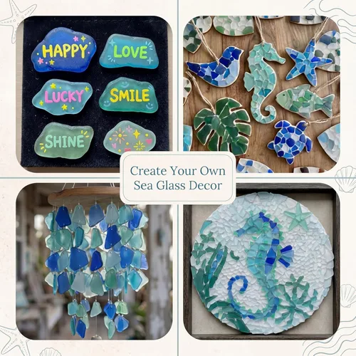 Miniatura 4 de Jetec Cristal de mar de 22 onzas azul caribeño y azul cobalto, blanco y troceado, piezas de vidrio de mar a granel para playa, boda, fiesta
