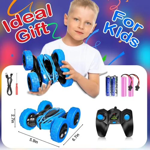Miniatura 7 de FREE TO FLY Automóvil de control remoto para niños: coches RC de voltereta 360 2.4Ghz, coche de acrobacias giratorio de doble cara para niños de 6 a