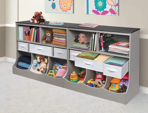 Miniatura 9 de Badger Basket Combo organizador de almacenamiento de juguetes y estantería, unidad de almacenamiento para niños con 3 cestas extraíbles, estantes