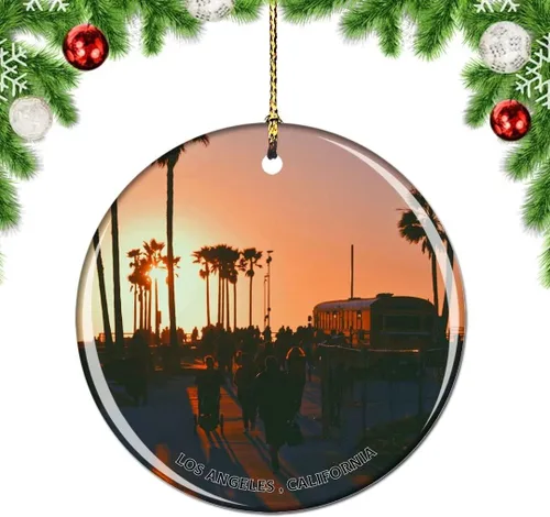 Miniatura 18 de California Los Ángeles Battleship Museum USA Christmas Tree Adorno Decoración Colgante Colgante Decoración City Travel Souvenir Collection Porcelana
