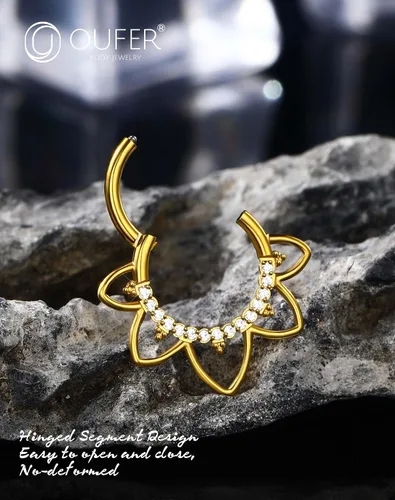 Miniatura 5 de OUFER Joyería para Piercing Daith, Aretes Daith de Acero Inoxidable 316L, Arete de Aro Daith con Diseño de CZ Transparente 16G, Joyería