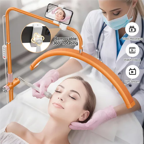 Miniatura 2 de AURELLE Half Moon Luz para Pestañas - Lámpara de Pie LED Ajustable para Pestañas con Lupa 4X y Soporte para Teléfono para Extensiones de Pestañas