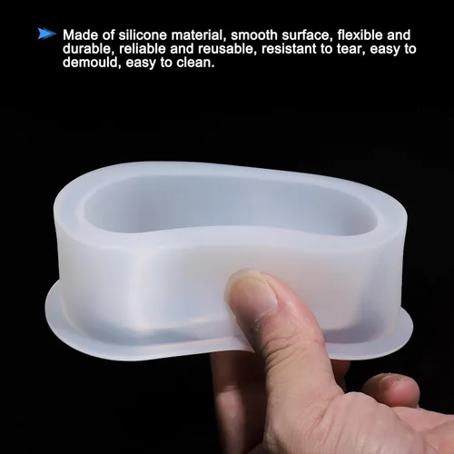 Miniatura 3 de PATIKIL Molde de silicona para maceta, pequeño ovalado, molde para plantas suculentas para decoración del hogar y jardín