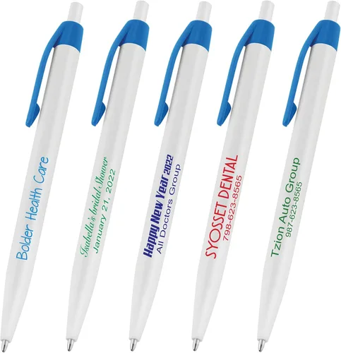 Miniatura 17 de (50 bolígrafos blancos) impresos en Estados Unidos, bolígrafo de tinta de escritura personalizado, impreso con tu logotipo y texto
