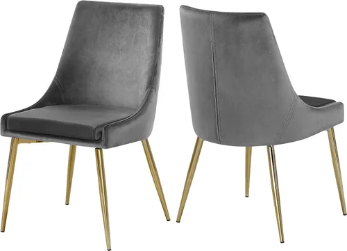 Miniatura 8 de Meridian Furniture Karina Collection Modern - Silla de comedor tapizada de terciopelo contemporánea con patas de metal resistentes, juego de 2, 19.5