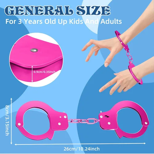 Miniatura 5 de AUYYOSK Esposas de Metal de Juguete con Llave, Accesorio de Suministros de Fiesta de Seguridad para Juego de Simulación, Esposas para Niños (Negro)