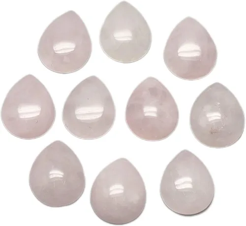 Miniatura 3 de Fashewelry Cuentas de cabujones de espalda plana de lágrima natural Cuarzo rosa