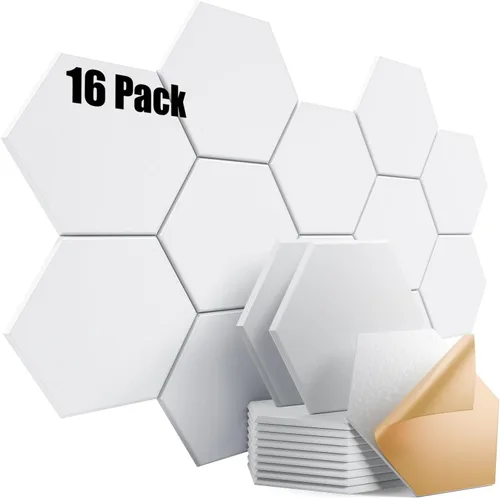 Miniatura 149 de Paquete de 12 paneles acústicos autoadhesivos de 12 x 10 x 0.4 pulgadas, paneles de espuma a prueba de sonido con alta densidad, diseño forrado