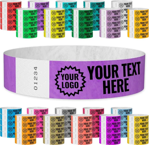 Miniatura 19 de WristCo Pulseras de Impresión Personalizada Azul Neón – 2,000 Unidades Tyvek ¾" x 10" – Añade Cualquier Texto, Logotipo e Imagen y Recibe Pulseras