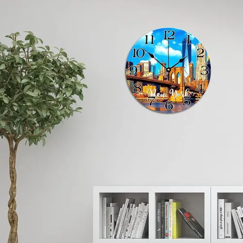 Miniatura 7 de Reloj de paisaje de Indianápolis, Indiana, Estados Unidos, reloj decorativo de viaje, funciona con pilas, 9 pulgadas, silencioso, retro, decoración