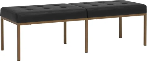 Studio Designs Home Camber - Moderno comedor de 60 pulgadas con patas cromadas y piel sintética copetuda, banco de entrada o sala de estar,