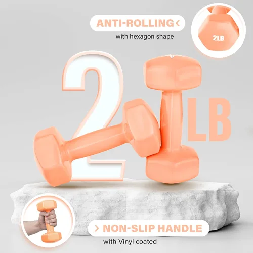 Miniatura 4 de Yes4All Mancuernas Hexagonales de Vinilo - Juego de 2 Mancuernas para Gimnasio en Casa y Entrenamiento de Fuerza (Opciones de Peso de 2-15 libras)