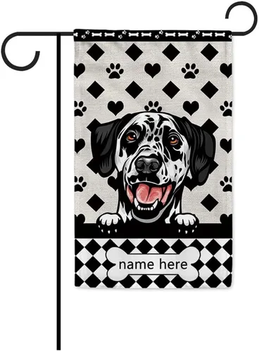 Miniatura 28 de Bandera personalizada de jardín para perro, lindo perro salchicha salchicha, lunares, búfalo, bandera a cuadros para decoración del hogar al aire