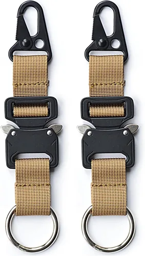 Miniatura 9 de Llavero táctico militar para hombres, mosquetón de liberación rápida, llaveros EDC Gear con anillo de acero inoxidable