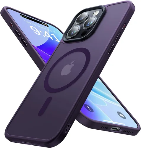 Miniatura 10 de Funda magnética fuerte para iPhone 15 Pro, [probada en caídas de grado militar] [compatible con MagSafe] translúcida mate delgada funda protectora a