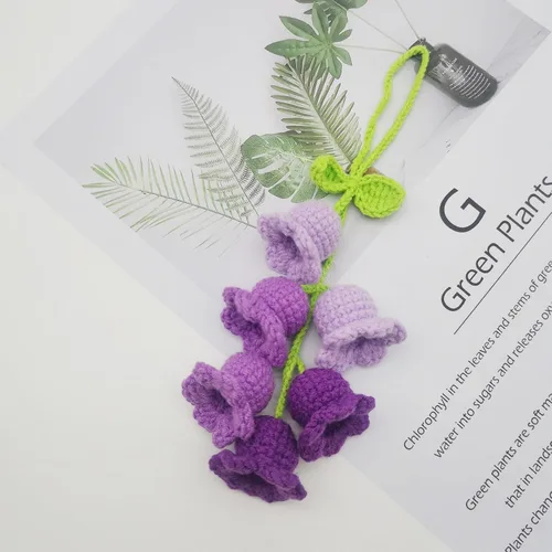 Miniatura 4 de Adorno colgante para espejo retrovisor de automóvil, cesta de flores de ganchillo, accesorio para plantas, adorno de automóvil hecho a mano