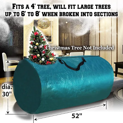 Miniatura 5 de BenefitUSA Bolsa de almacenamiento para árbol de Navidad artificial de alta resistencia (52 pulgadas x diámetro 30 pulgadas para hasta 8 pies, verde)