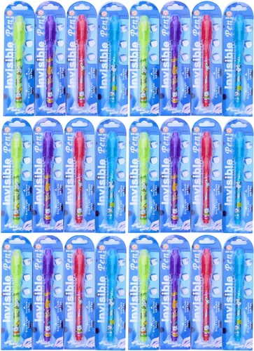 VOVRU Bolígrafo de tinta invisible, 24 unidades, bolígrafo espía con luz UV, marcador mágico para mensajes secretos y fiestas de cumpleaños,