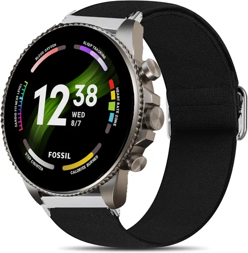 Lamshaw Correa compatible con Fossil Gen 6, correa de repuesto ajustable de nailon elástico compatible con Fossil Gen 6 de 1.654 in / 1.732 in