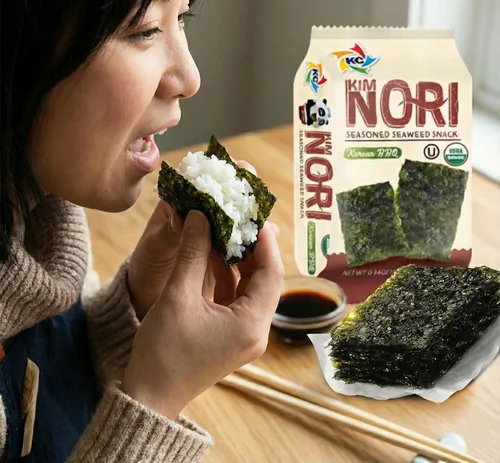 Miniatura 4 de KIMNORI Bocadillos de algas orgánicas prémium – Crujiente barbacoa coreana (KBBQ) Laver, Keto, vegano y superalimento bajo en calorías, 12 paquetes
