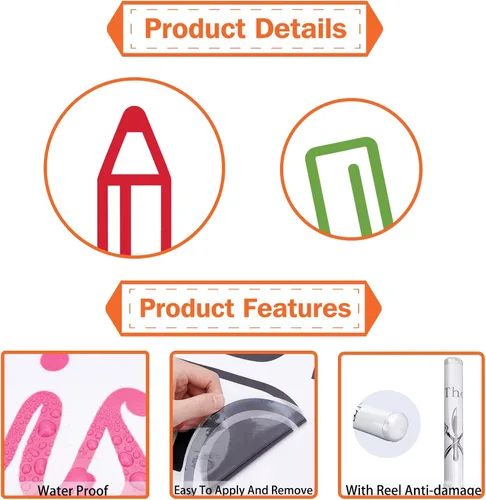 Miniatura 6 de PLIGREAT Lápices de 12 colores adhesivos de pared, calcomanías de pared para despegar y pegar, adhesivo de pared de vinilo extraíble para el hogar