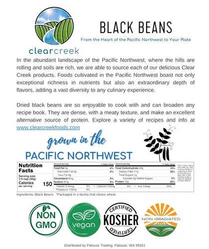 Miniatura 5 de CLEAR CREEK Frijoles negros cultivados en el estado de Washington 12 libras (bolsas de 3 a 4 libras) Sin OMG Vegano Kosher No irradiado