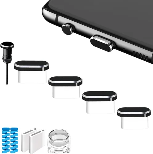 Tapones antipolvo USB C tipo C para puerto de carga, 4 unidades con 2 protectores de cable en espiral compatibles con iPhone 17/16/15 Plus Pro Max
