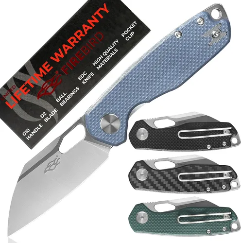 Cuchillo plegable de bolsillo Firebird GANZO FH924-GY Wharncliffe Hoja de acero D2 Mango antideslizante G10 con clip para camping, caza, pesca, uso
