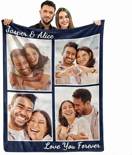 Miniatura 19 de MeMoShe Mantas personalizadas con fotos, regalos personalizados para parejas, manta de foto personalizada, regalos personalizados de "Te quiero