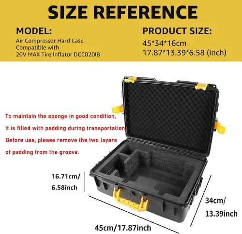 Miniatura 3 de DEWALT - Funda rígida compatible con inflador de neumáticos de 20 V MAX DCC020IB – Caja de almacenamiento protectora impermeable a prueba de golpes