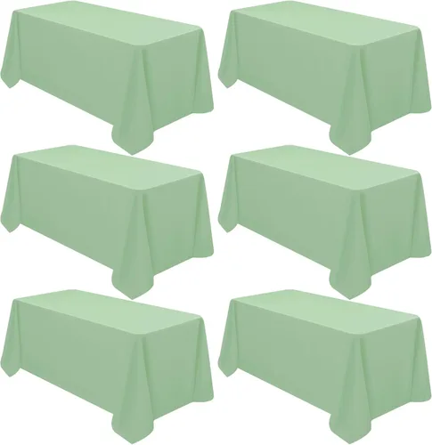 Miniatura 16 de YMHPRIDE Paquete de 6 manteles de poliéster color azul real, 60 x 102 pulgadas, rectangulares, resistentes a las arrugas, lavables a máquina