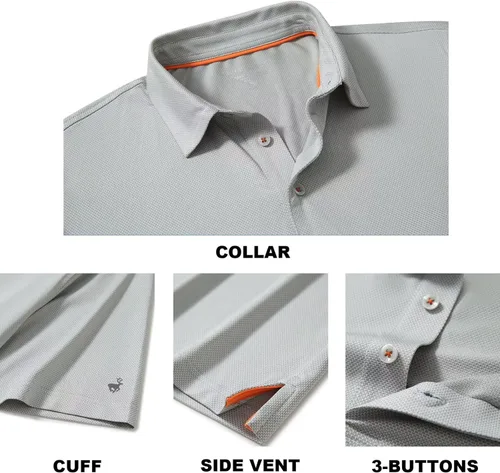 Miniatura 4 de Mens Golf Shirts Dry Fit Jacquard Performance Moisture Wicking Short Sleeve Collared Polo Shirts