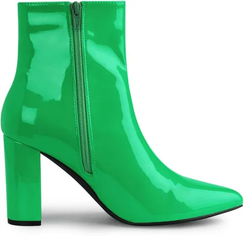 Miniatura 6 de Allegra K Botines con cremallera y tacón grueso para mujer