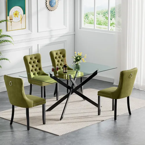 Miniatura 30 de HomVent Juego de mesa de comedor redonda de vidrio de 3 piezas, juego de mesa de comedor de vidrio templado para 2 mesas de cocina con 2 sillas