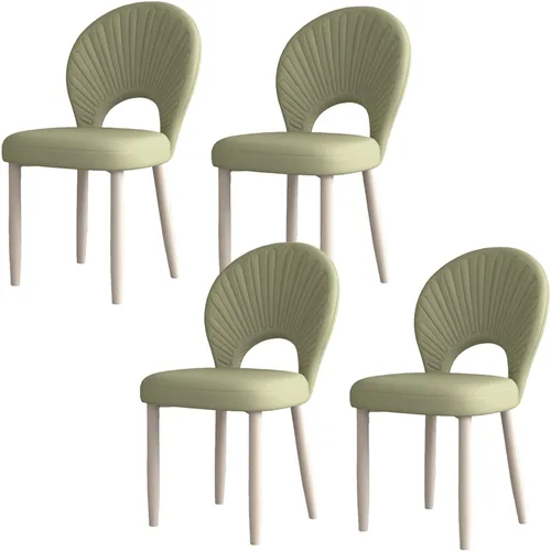Miniatura 16 de Upholstered Kitchen Chairs Set, Dining Room Chair with Leather Cushion Seat, Lobby Chair with Metal Leg for Kitchen Living Room White