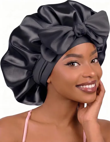 Banda de lazo de satén de seda capó para el cabello dormido: mujeres dormir noche abrigo Cap para cabello recto ondulado rizado natural cabeza -