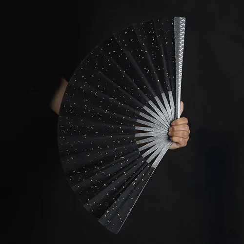 Miniatura 3 de Ventilador plegable de metal de defensa propia de 10 pulgadas, ventilador de tela de seda masculina, ventilador de aleación de acero de tungsteno