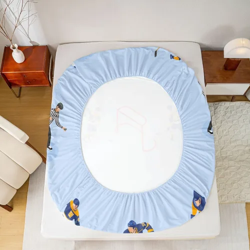 Miniatura 3 de Sábana bajera ajustable de bolsillo profundo para niñas y niños, juego de ropa de cama de hockey de disco decorativo para habitación, juego