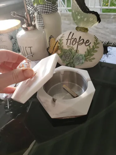 Miniatura 3 de Cenicero para malas hierbas – Cenicero al aire libre con tapa, juego de bandejas para cenizas para cigarrillos, ceniceros al aire libre para Mármol