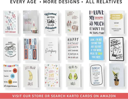 Miniatura 6 de Karto Divertida tarjeta de cumpleaños para hombres y mujeres, tarjetas grandes de feliz cumpleaños de 5.5 x 8.5 pulgadas para mamá, papá, hermano