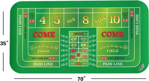 Miniatura 2 de GSE Games & Sports Expert Tapete de mesa de dados de casino de 70 x 35 pulgadas con bolsa de transporte, cubierta de goma antideslizante