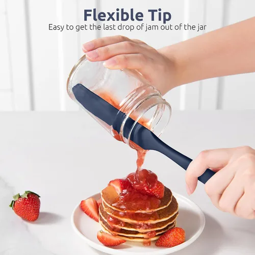 Miniatura 7 de U-Taste Espátula delgada de silicona para tarros: resistente al calor hasta 600ºF, grado alimenticio, de 10 pulgadas de largo, estrecha, para agitar
