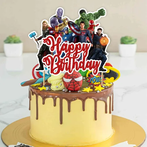 Miniatura 9 de Decoración para pastel de feliz cumpleaños de superhéroe, decoración de fiesta temática de cómics, perfecta para celebraciones de hombres y adultos
