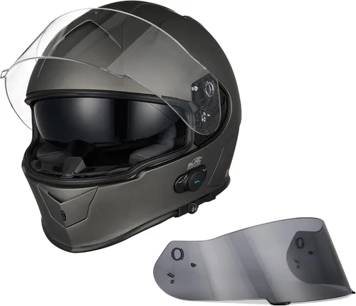 Miniatura 6 de VCAN - Casco integral de motocicleta con Bluetooth integrado, cara completa con doble visera