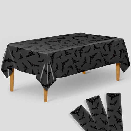 Miniatura 9 de KatchOn, Mantel de plástico de Halloween de calabaza, 54x90 pulgadas, paquete de 3, mantel de calabaza, mantel de Halloween negro y naranja, mantel