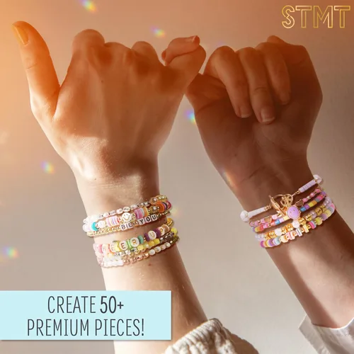 Miniatura 3 de STMT Estudio de joyería personalizada, crea más de 50 piezas premium, kit de fabricación de pulseras de moda, incluye dijes de pulsera de metal
