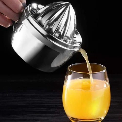Miniatura 7 de Exprimidor manual de acero inoxidable Exprimidor de cítricos Exprimidor de limón naranja Herramienta de presión de mano con colador y recipiente
