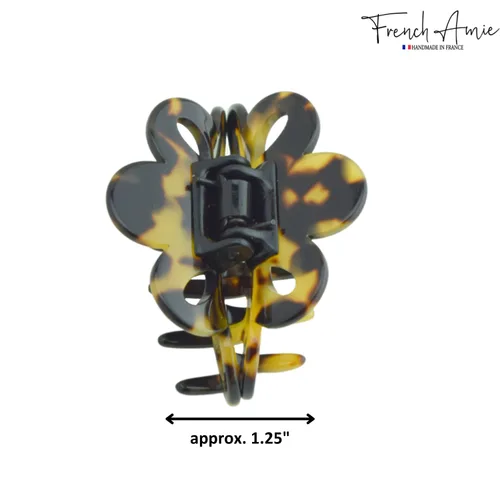 Miniatura 6 de French Amie Flor pequeña 2 1/4 pulgadas hecha a mano acetato de celulosa cubierta de pinza de resorte antideslizante agarre pinzas para el cabello