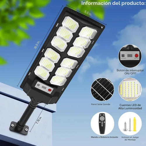 Miniatura 6 de 4-Pack Solar Street Lights Outdoor, 13000LM 6500K Waterproof LED Solar Flood Lights with Motion Sensor, Dusk to Dawn Solar-Powered Light for